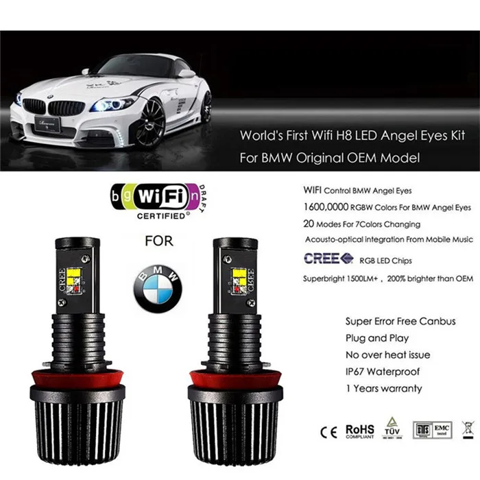 Icedriver для BMW ангельские глазки DRL RGB многоцветный светодиодный панели E87 E88 E90 E91 E92 F01 E89 дневные ходовые огни красный белый H8 лампы