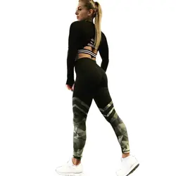 Новый Для женщин леггинсы Фитнес камуфляж лоскутное Толстые Леггинсы высокие эластичные леггинсы для тренировок спортивные штаны