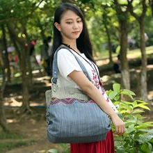 Женские Дамские большой посланник Холст Сумка Tote Мода с национальной вышивкой отдых шарм этнической вышивкой молодежи