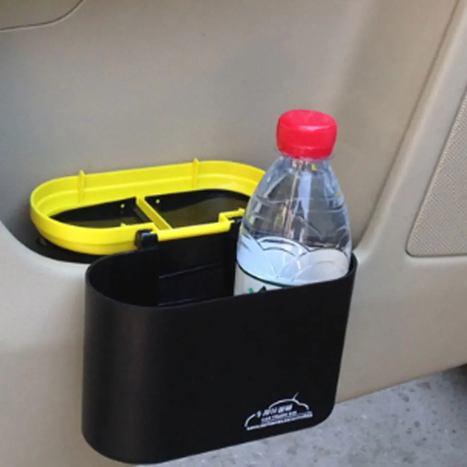 

Creative Hanging Flip Cover Car Mini Trash Can Garbage Dust Dustbin Box Case Holder Hook Plastic Rubbish Bucket Car Accessories