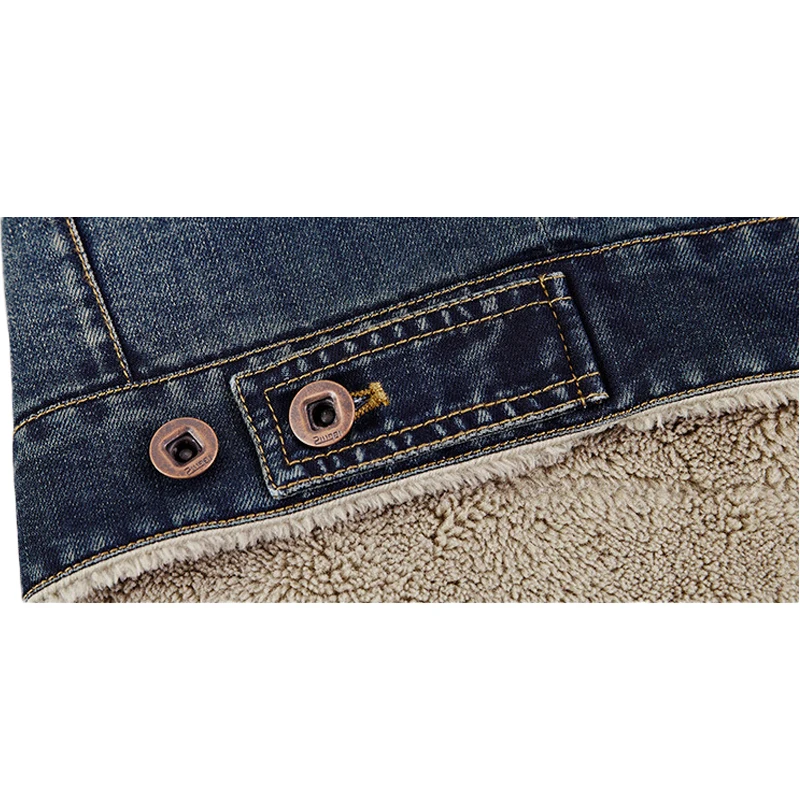 Plus Size M-6XL Fashion Denim Jacket Men Winter Wool Liner Warm Mens Jackets Brand Outwear Jeans Coats Male Cowboy Clothing