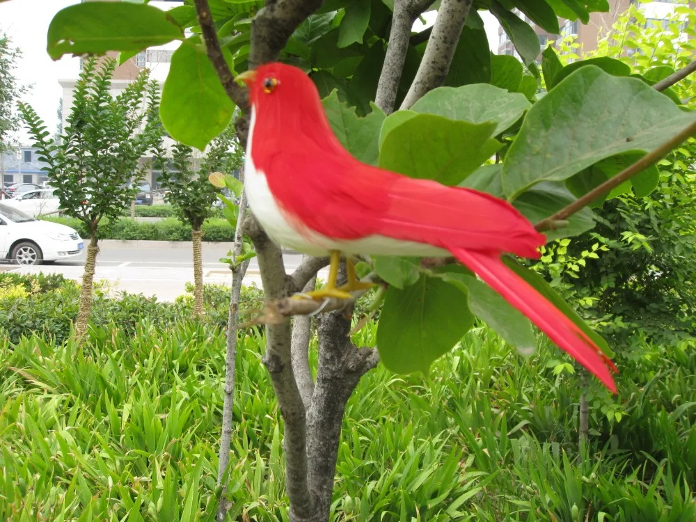 

artificial bird about 12cm red&white feathers bird model,polyethylene&feathers handicraft,home decoration gift a1989