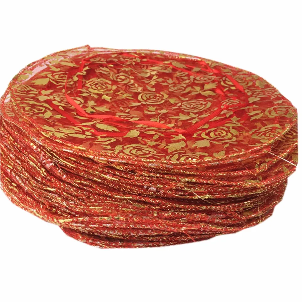 

100 Pcs Red Candy Bags Drawstring Organza Pouches Wedding Party B382