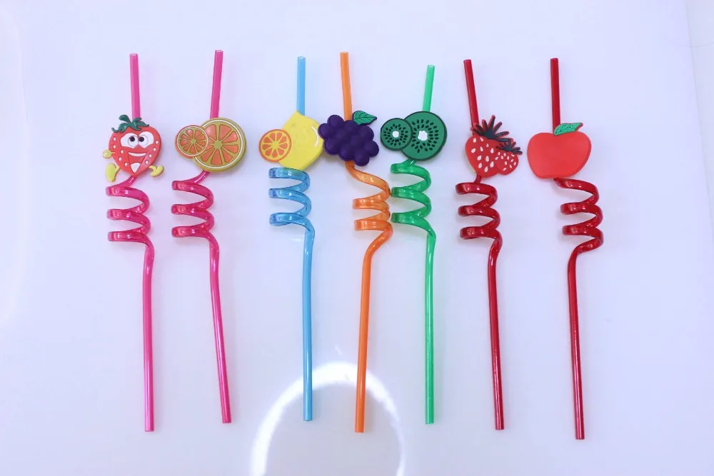 Free shipping 30PCS/Lot 3D Fruit Cocktail Plastic Straws Animals
