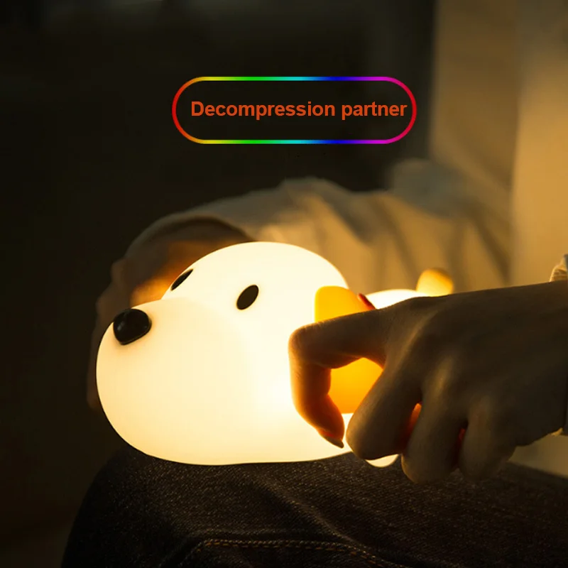 

Soft Silicone Puppy Night Light USB Charging for Kids Sleep or Valentine's Day Gifts MJJ88