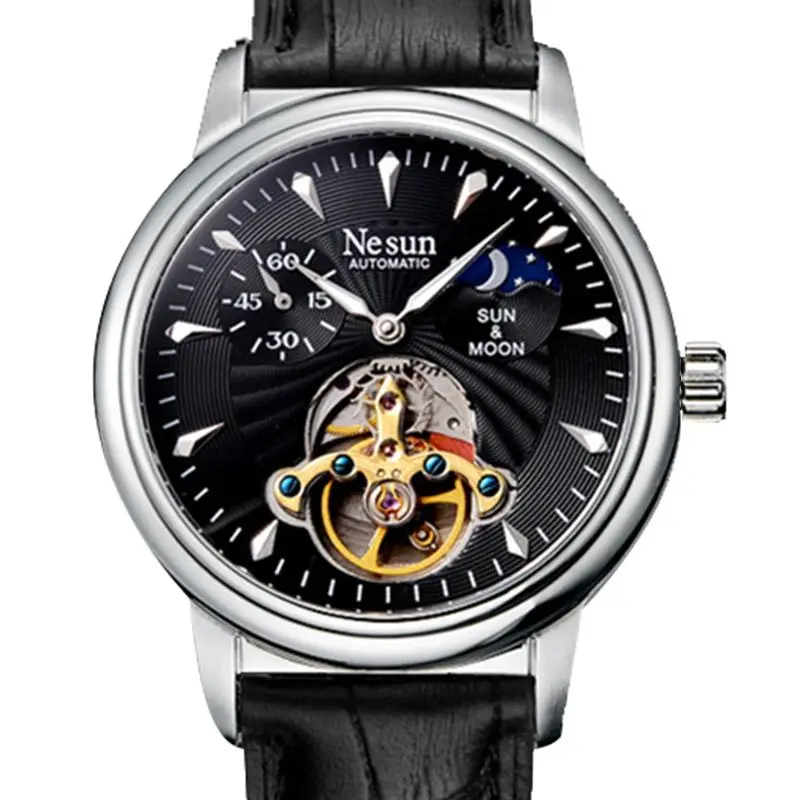 Nesun Skeleton Tourbillon часы мужские швейцарские роскошные брендовые автоматические