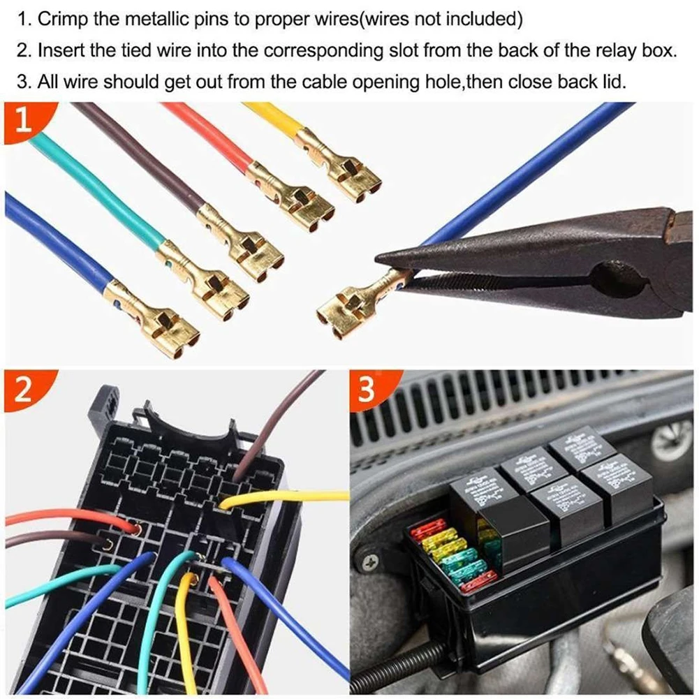 Релейный блок 6 реле 6 предохранителей держатель Блок с 41 шт. Металлические Булавки универсальный для автомобильных аксессуаров