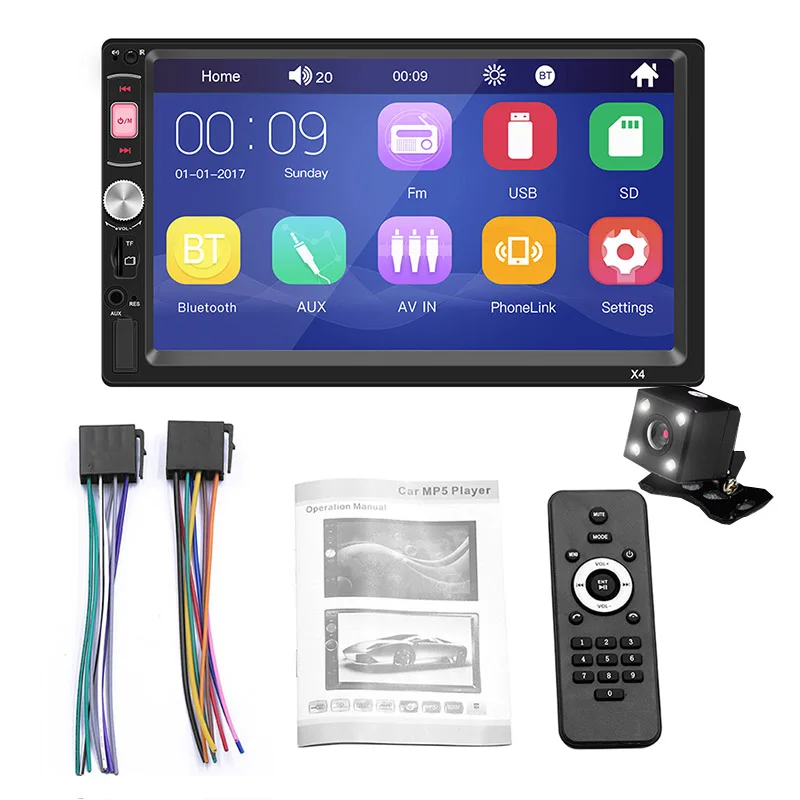 2 Din стерео приемник 7 дюймов Автомобильный MP5 плеер FM камера радио Bluetooth 4 0 USB AUX