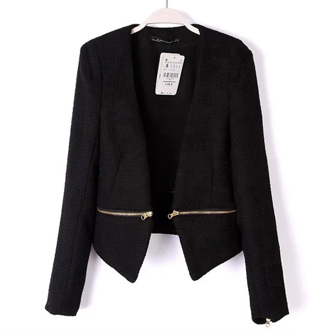 

2019 New Spring Slim Black Blazer Female Suit Jacket Slim Short Design OL Women's Removable V-neck Zipper Wild Coat 1054