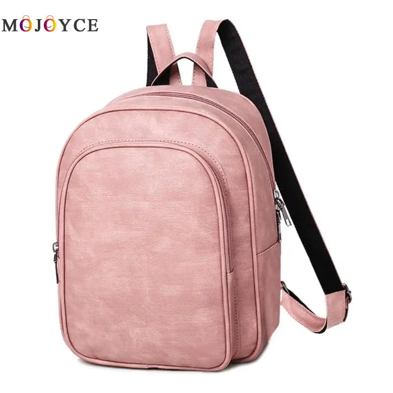 4 unids/set Mochila de cuero de la PU de las mujeres Simple mujer ClassicTeenager hombro paquete Mochila femenina