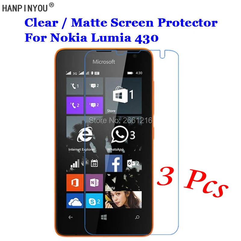 

3 Pcs/Lot For Microsoft Lumia 430 4.0" HD Clear / Anti-Glare Matte Front Screen Protector Touch Film
