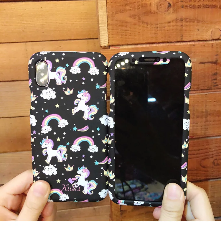 Чехол для iPhone X 360 Totoro симпатичная Передняя и задняя крышка с мультяшным котом