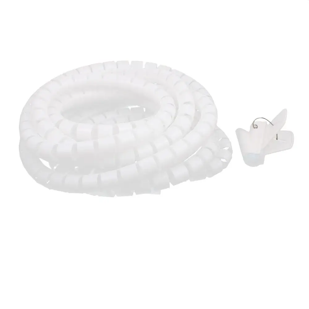 

Uxcell 5M Length 25mm White Spiral Wire Organizer Wrap Tube Flexible Manage Cord for PC Computer Hiding Cable w Clip