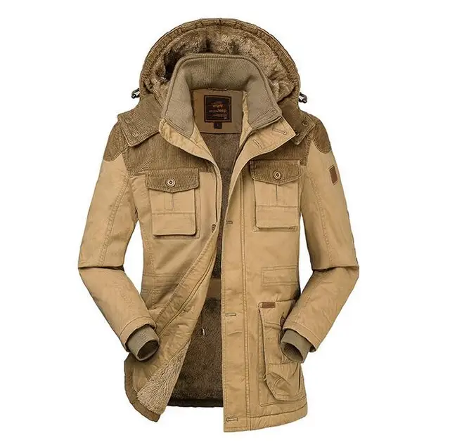 Best price at $124 Cheap 2016 Men jacket coat 100% cotton winter warm Lambs wool cashmere lining parkas for mens windproof hooded military coat