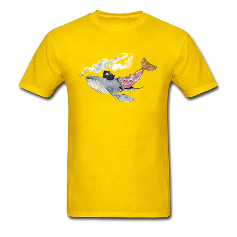 Men's Faddish cosie Tops Tees O-Neck Mother Day Cotton T-shirts Normal Short Sleeve Pirate Whale Clothing Shirt Pirate Whale yellow