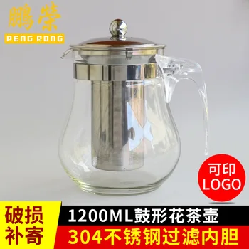 

Large capacity stainless steel flower teapot