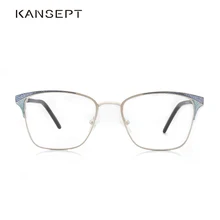 Металлическая модная женская оправа Блесткие квадратные прозрачные линзы Оптическая оправа# 3732