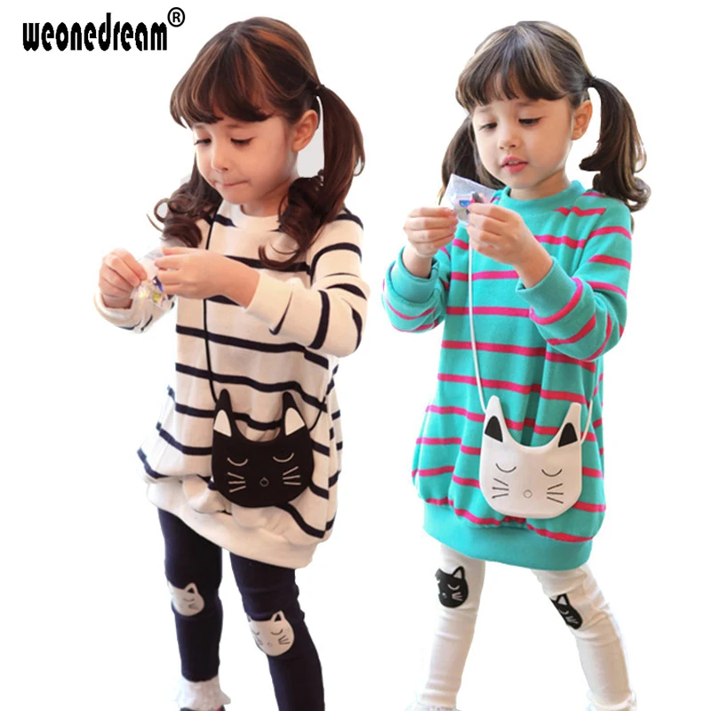

WEONEDREAM 2018 New Spring Autumn Children Girls Clothes Sets, Cotton Girl Casual Suit, Kids Fashion Wear Strip Shirt+Pants