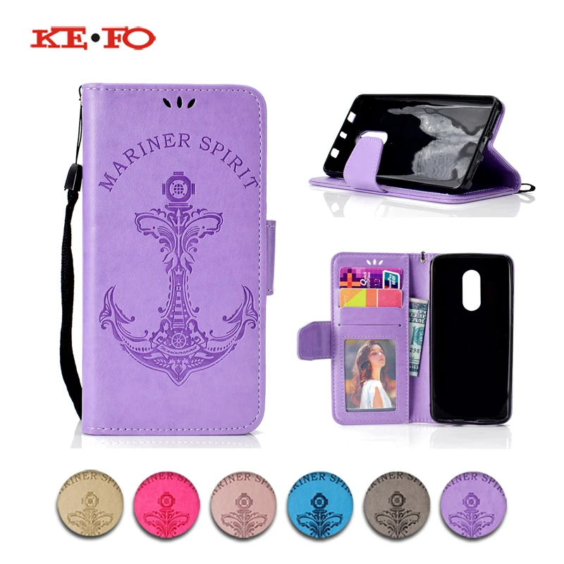 

KEFO For Xiaomi Mi A1 5X Case Embossed anchor PU Leather Flip Wallet cover For Xiaomi Redmi 4A 4X 5 Plus Y1 Note 4 4X 5A Coque