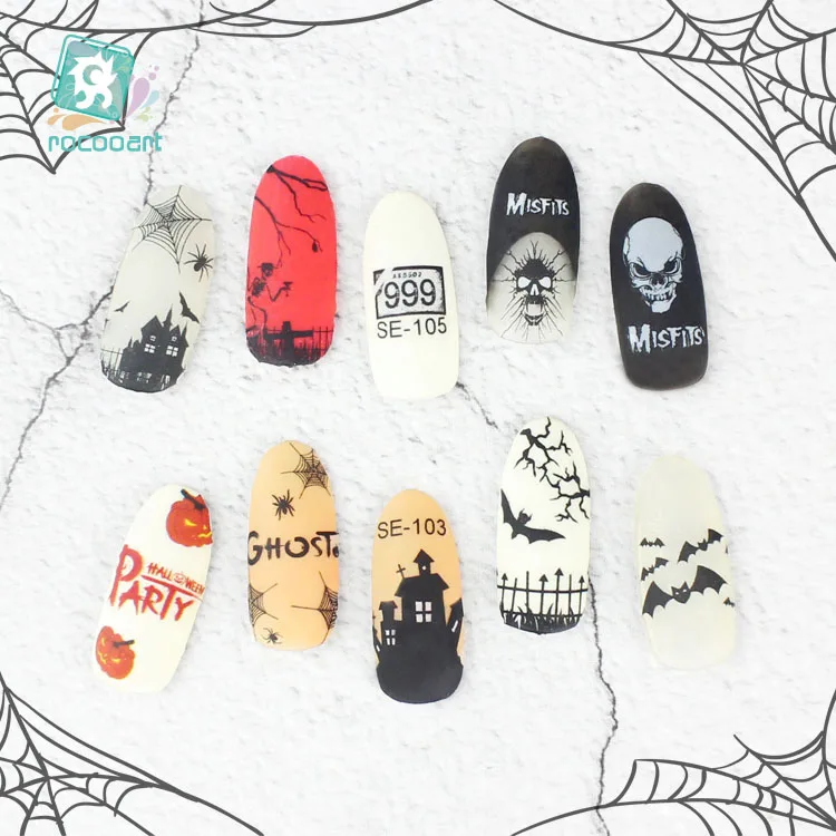

Rocooart Halloween Nail Art Stickers DIY Adhesive Foil Nail Wraps Ghost Spider Bat Nail Art Decoration Make Up Party Nail Decals