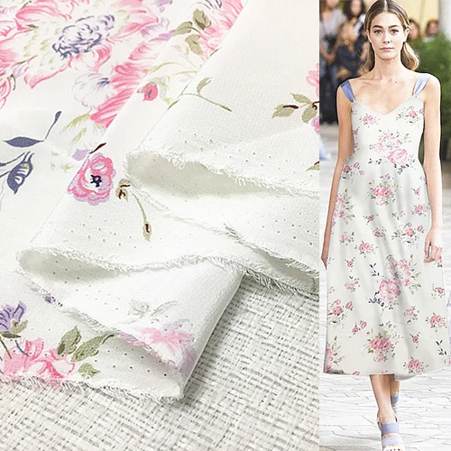 Красивый розовый цветочный принт чистый шелк крепдешин шелковая ткань, SCDC656