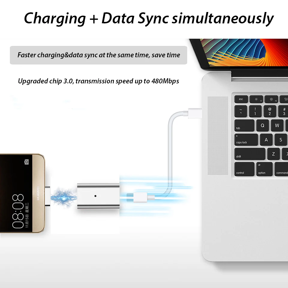 Магнитный адаптер Micro USB к Type C конвертер для Samsung Galaxy Note 8 A5/A7/A3 2017 S9/Plus зарядный