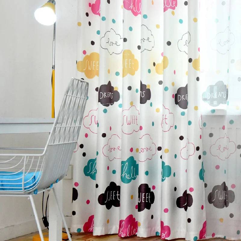 

Kids Curtains for Living Room Customized Cartoon Shade Curtains Cute Cloud Cloth for Bedroom Cartoon Boys Girls Window Curtain