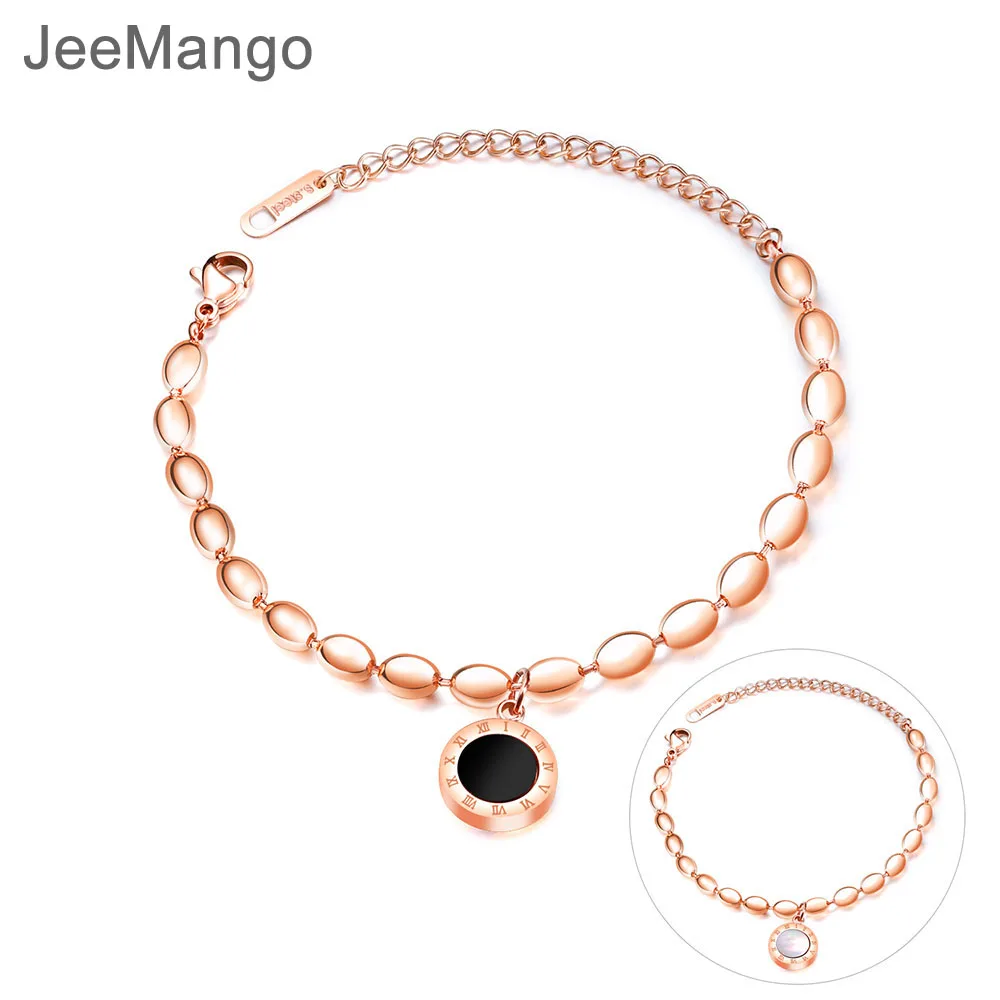 AENIN римские цифры нержавеющая сталь для женщин's браслеты для интимные аксессуары бусины цепи Шарм черный акриловые украшения JOGS906