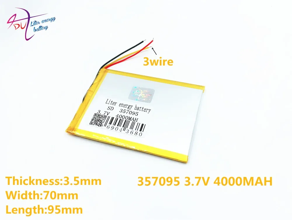 3 линии литра энергии батареи 3,7 в 4000 мАч(полимерный литий-ионный аккумулятор) литий-ионный аккумулятор для планшетных ПК 7 дюймов MP3 MP4 [357095]