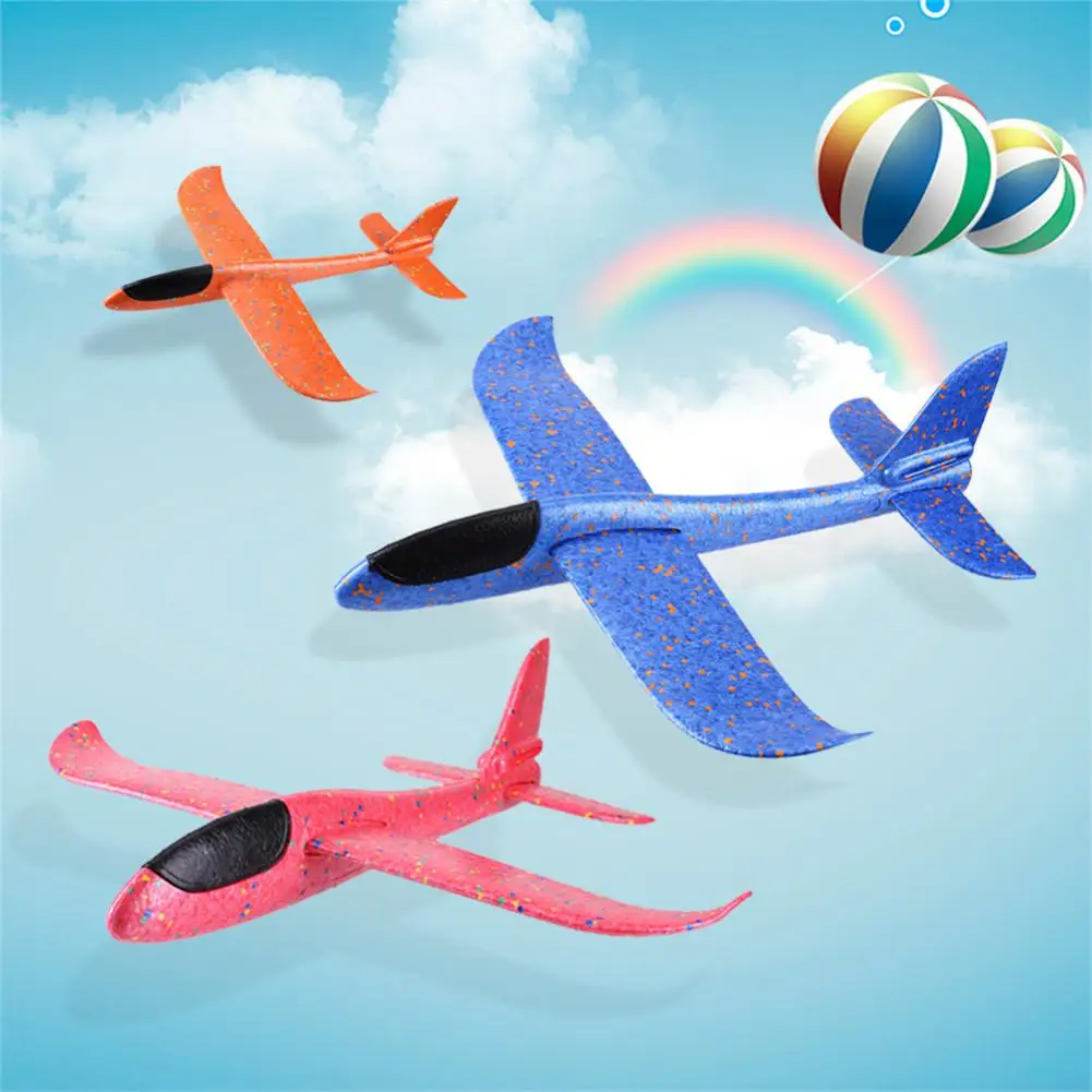 35CM Hand Throw Flying Glider Plane Foam Aeroplane Toys Launch Fillers Bubble Airplane Model DIY Interactive Toys For Children