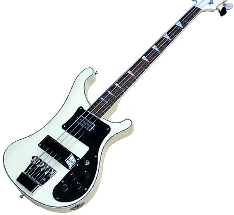 

Wholesale Creamy White Electric Bass Guitar with Black Pickguard,Rosewood Fingerboard,Chrome Hardwares,can be customized