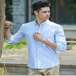 Повседневная рубашка мужская брендовая одежда новый с длинным рукавом slim fit Твердые Мужской Качество 100% хлопок белая