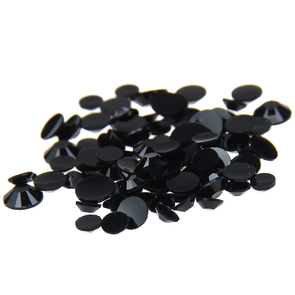 

1000pcs 2-5mm And Mixed Sizes Black Resin Rhinestones Non Hotfix Glitter Beauty For Nails Art Backpack DIY Design Decorations