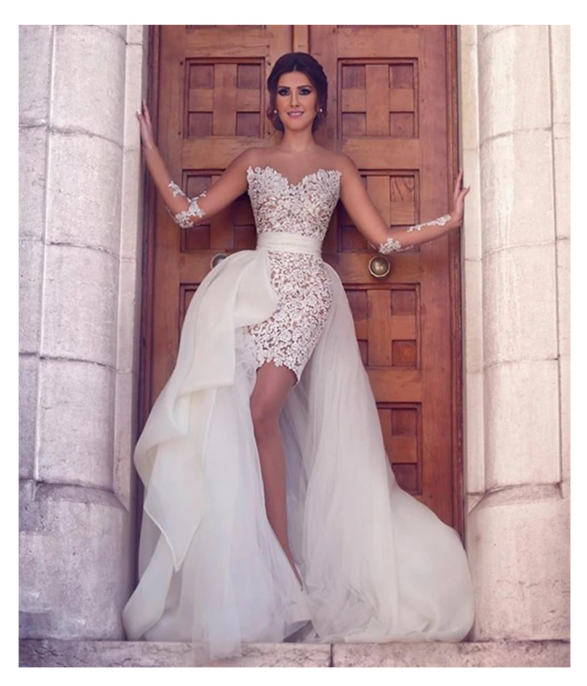 Lorie 2019 New Princess Wedding Dress Scoop Appliqued Detachable