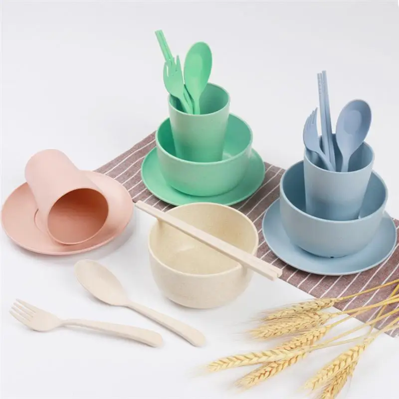 6 шт. экологическая пшеничная соломенная волокно биоразлагаемая детская