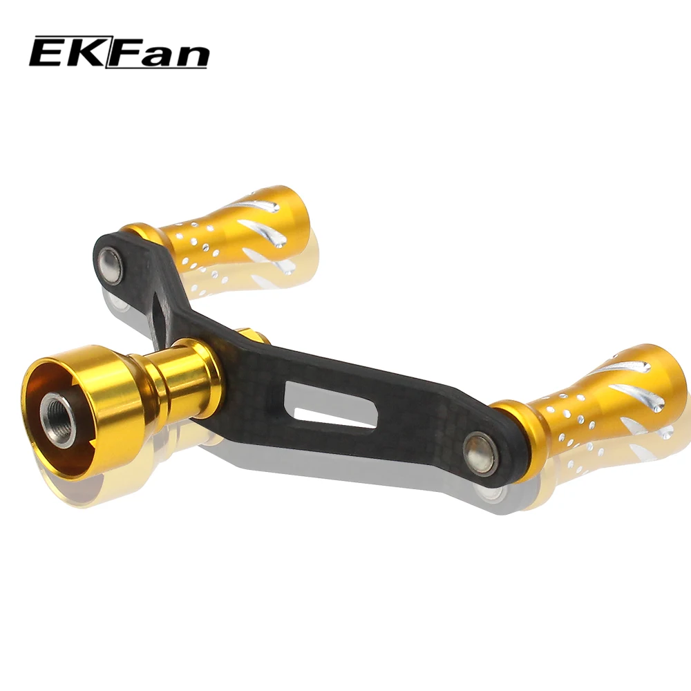 EKFan ручка из алюминиевого сплава+ углеродное волокно двойные ручки золотого цвета Рыболовная катушка ручка рыболовные снасти инструмент
