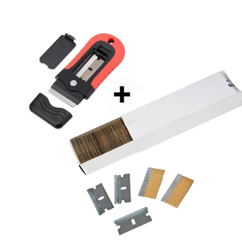 

EHDIS Car Vinyl Wrap Razor Scraper+100pcs Blade Carbon Fiber Film Wrapping Squeegee Ceramic Glass Oven Sticker Glue Remover Tool