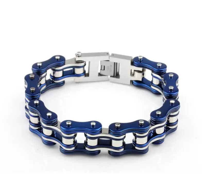 316L stainless steel charm Mens motorcycle chain bracelet Black Red