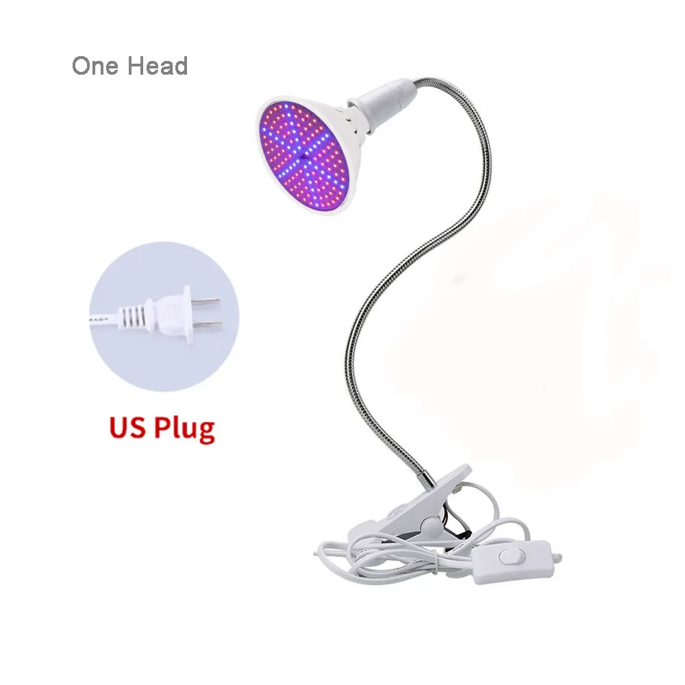 One Head US Plug Светодиодный светильник для выращивания, полная лампа полного спектра для комнатных растений, сада, цветов, теплицы и гидропонного выращивания, регулируемый гусинок - Испускаемый цвет: One Head US Plug