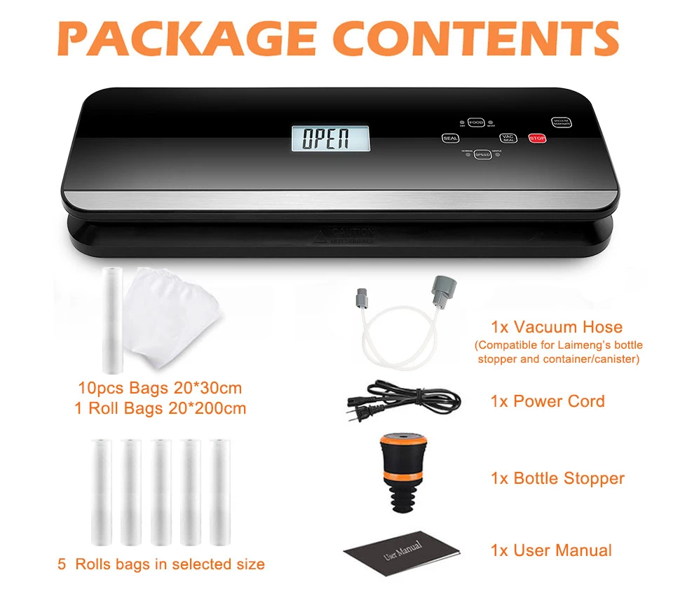 US $103.03 LAIMENG Compact Vacuum Sealer Fully Automatic Vacuum Air Sealing System For Food Preservation With starter Kit Lab Tested S261