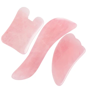 

Natural Jade Guasha Facial Beauty Massage Jade Roller Face Massager Proper Tool-Scraping Board/Piece 3 Piece Set