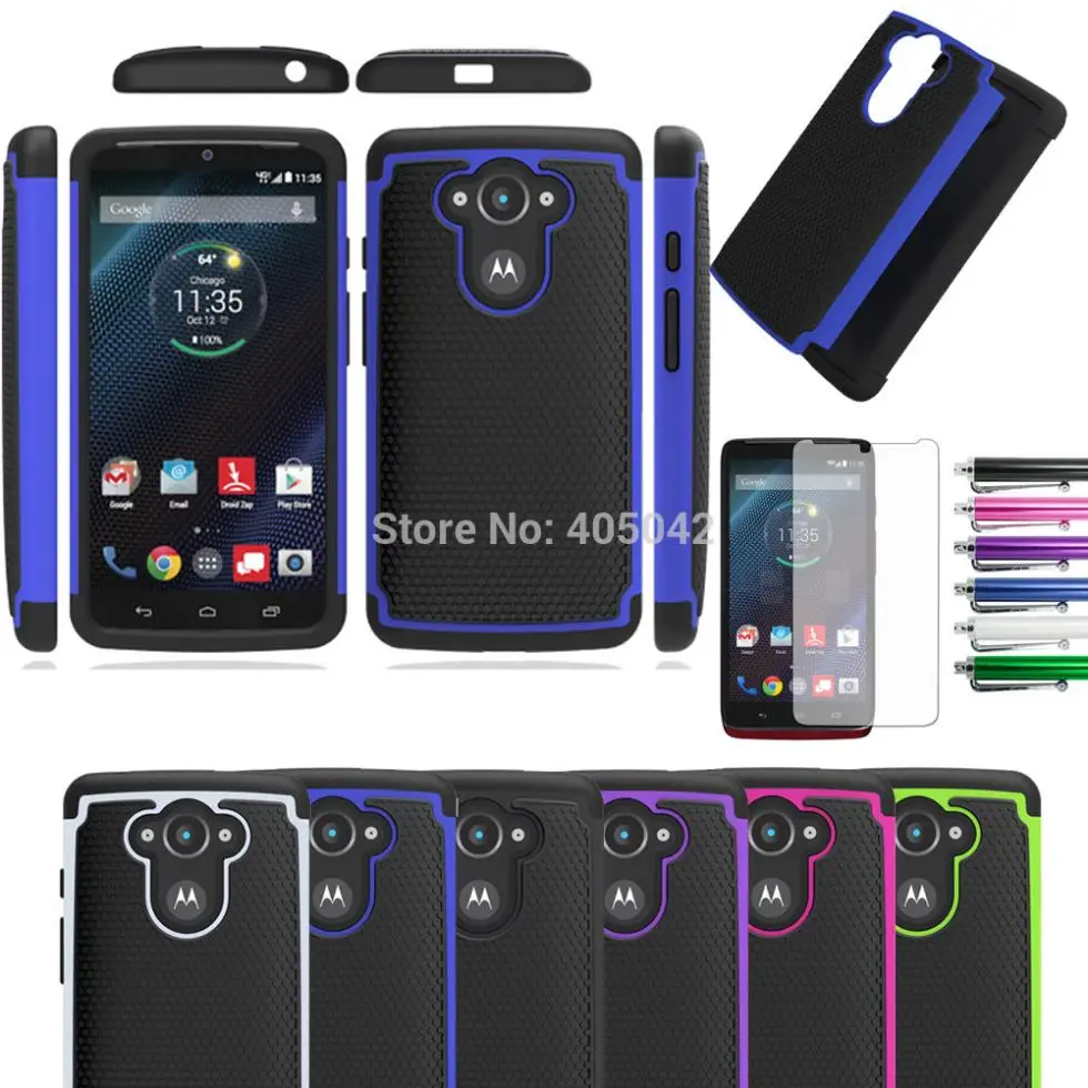 

Impact Rubber Shockproof Silicone Hard Case Cover+Films For Motorola Droid Turbo/Moto Maxx XT1254/Ballistic Nylon Version XT1225