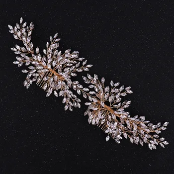 

Copper Wire Vintage Crystal Bridal Hair Accessory Wedding Glass Rhinestone Leaf Tiara Crown Headband Bridesmaid Hair Jewelry