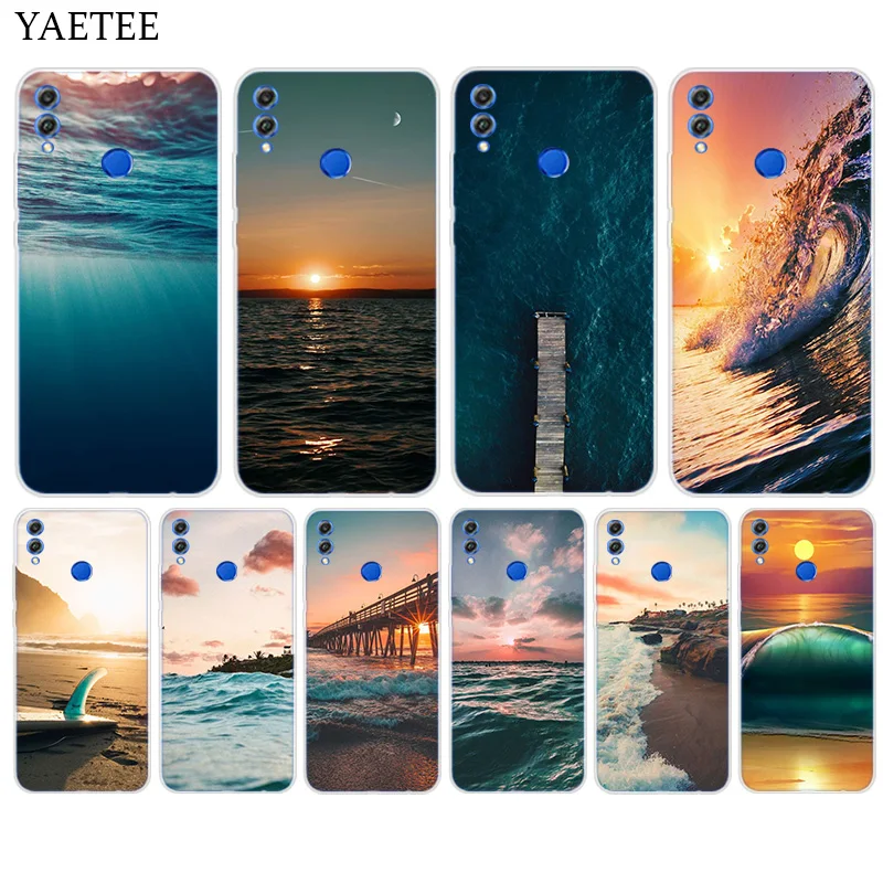 تصفح الغروب البحر سيليكون حافظة لهاتف huawei Y7 Y6 Y5 رئيس برو Y9 2019 2018 الشرف 8X 8C اللعب 9 10 لايت عرض 20 V20 كوكه