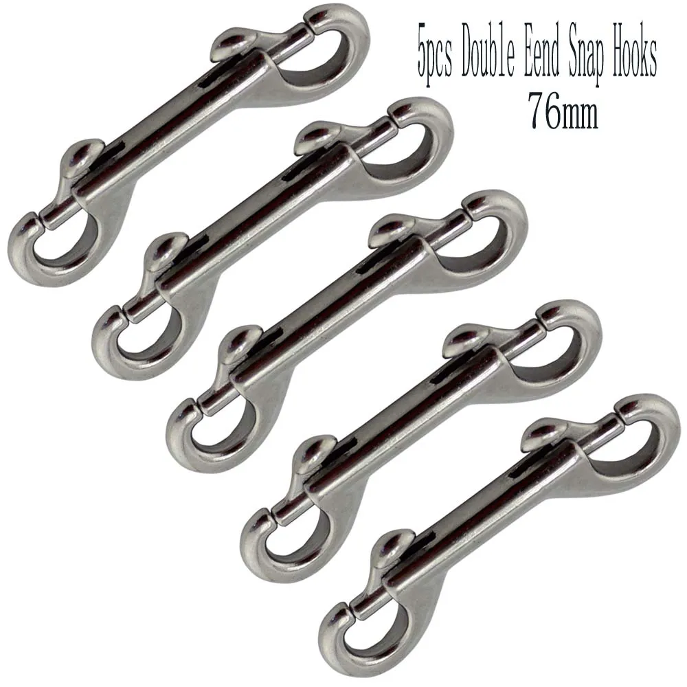 

3" Stainless Double End Bolted Snap Hook Heavy Duty Landyard Marine SS304 Hardware Luggage Snap Buckle Metal Clip 5pcs 76mm