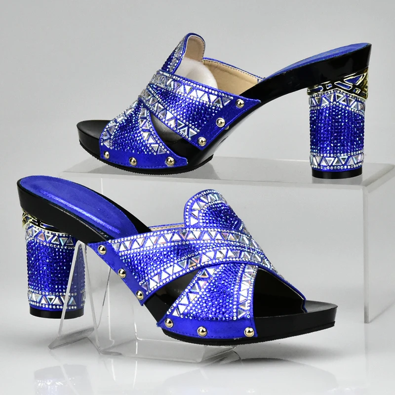 Последняя модель; Женская обувь в африканском стиле; украшенная стразами; итальянская женская обувь; вечерние женские летние пикантные туфли-лодочки на высоком каблуке в итальянском стиле