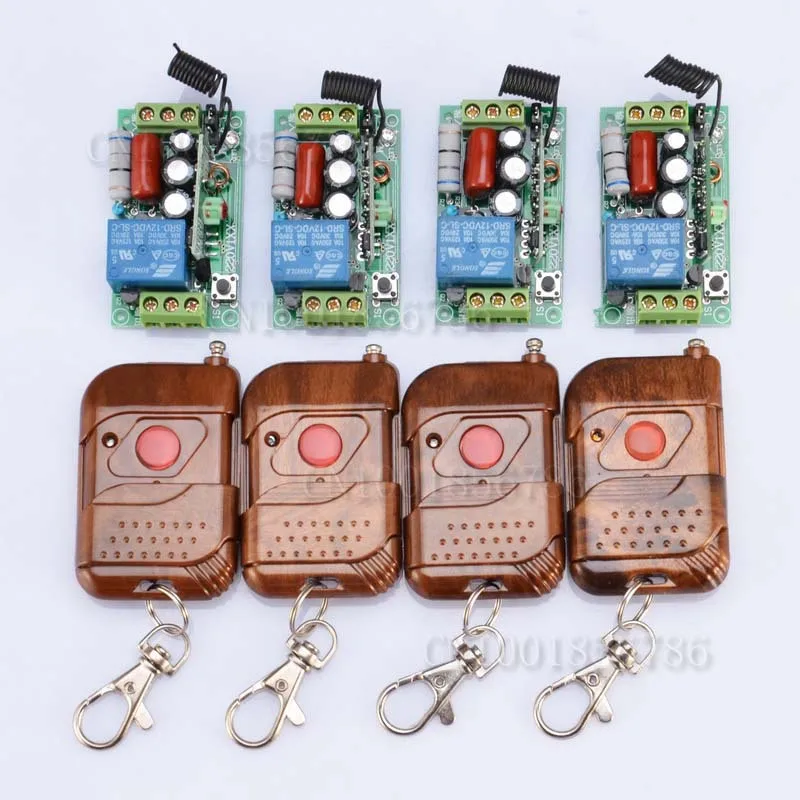 

220V 1CH RF Wireless Remote Switch 1Receiver&T1ransmitter Light Lamp LED SMD ON OFF Switch10A Relay Momenrary Toggle 4pcs/lot