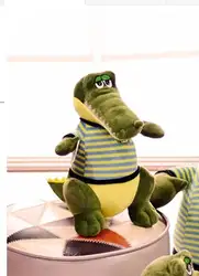 Милый маленький зеленый крокодил плюшевые игрушки полоса ткани крокодил кукла подарок на день рождения около 35 см