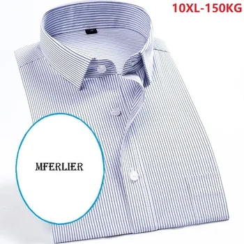 

plus size big 10XL men classic striped shirts cotton summer short sleeve casual shirt home man shirts 6XL 7XL 8XL 9XL 52 54 56