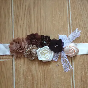 

European And American Exploded Coffee Mosaic Flower Belt, Bride, Pregnant Woman, Flower Girl Photography, Waist Fashion, Simplic